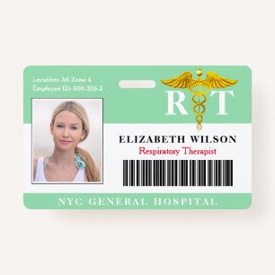 Respiratory Therapist Medical Employee Photo ID ID Badge