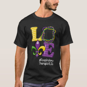 Respiratory Therapist Nurse Mardi Gras Leopard Par T-Shirt