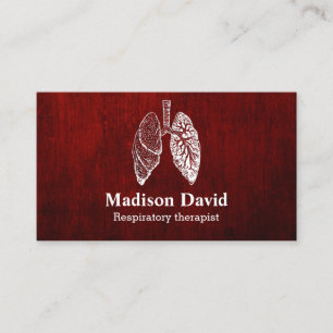 Respiratory therapist pulmonologist Red Business Card