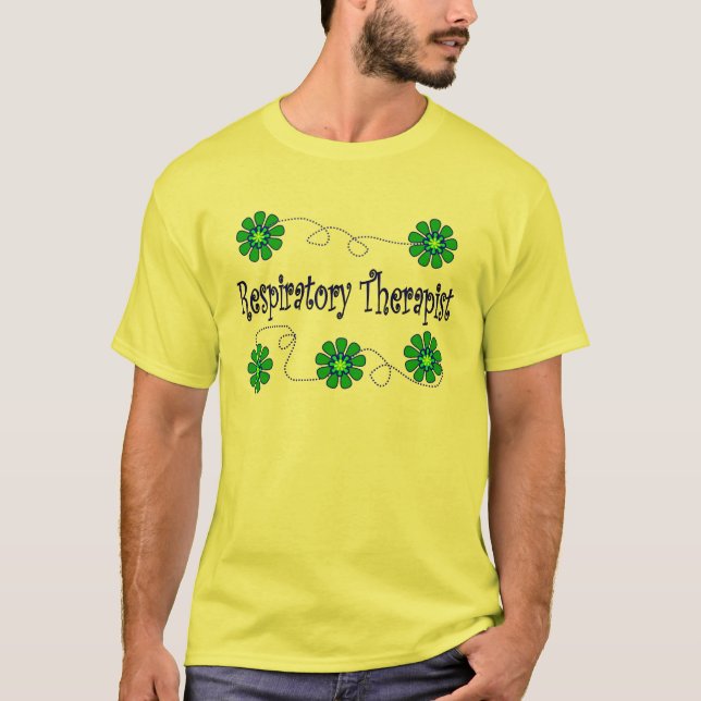 Respiratory Therapist Retro Flowers Design T-Shirt (Front)