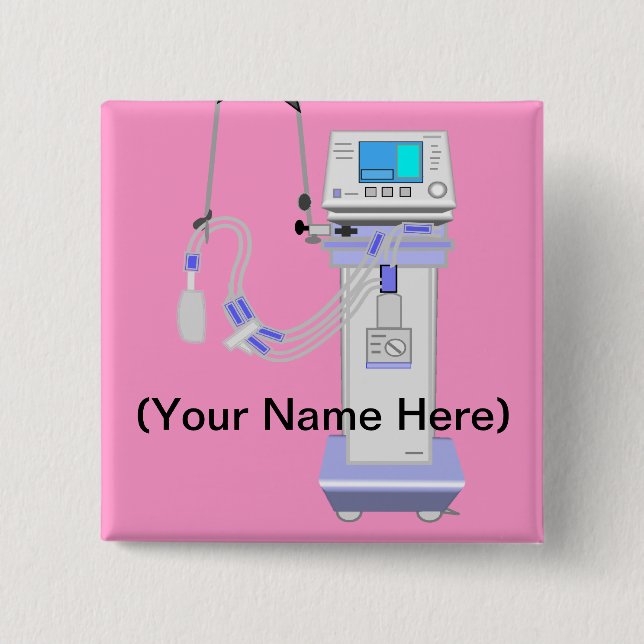 Respiratory Therapist Ventilator Design 15 Cm Square Badge (Front)
