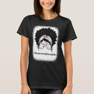 Respiratory Therapy Black Afro Messy Bun African A T-Shirt