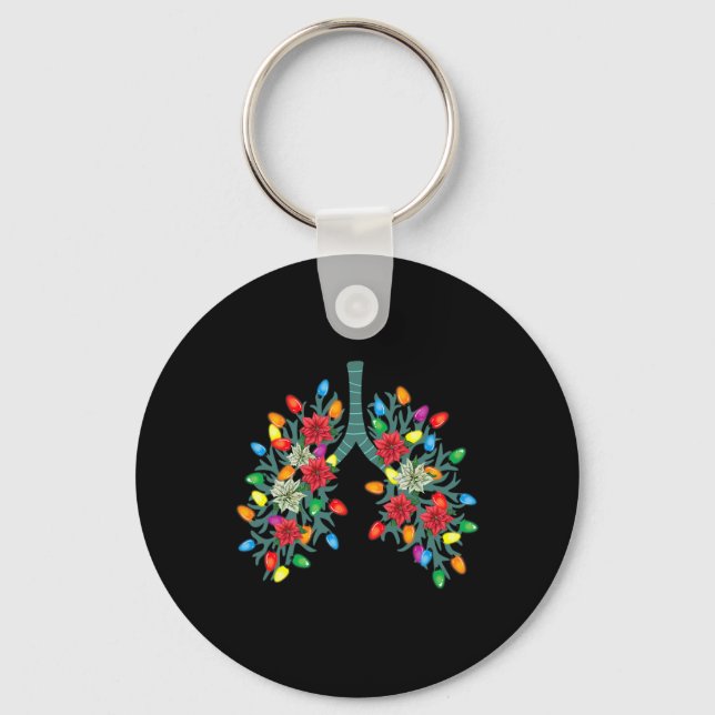 Respiratory Therapy Lung Christmas Light Therapist Key Ring (Front)