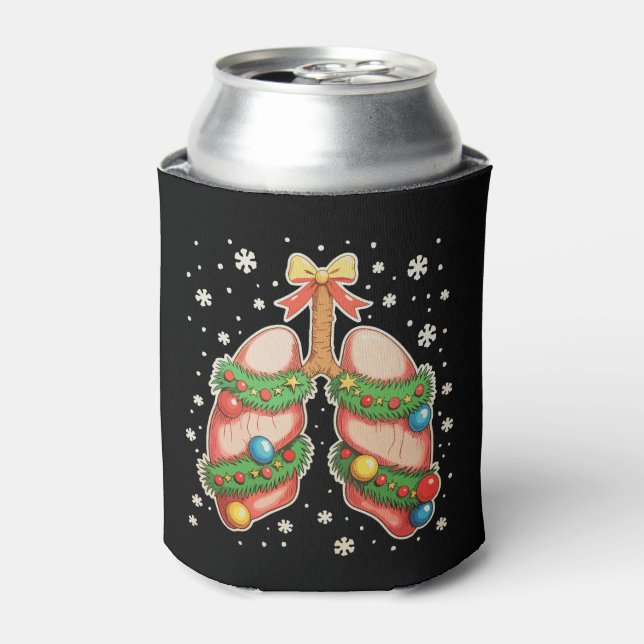 Respiratory Therapy Lung Christmas Tree Therapist Can Cooler (Can Front)