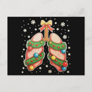 Respiratory Therapy Lung Christmas Tree Therapist Holiday Postcard