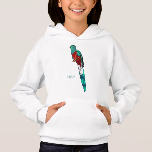 Resplendent quetzal bird cartoon illustration  (Front)