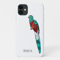 Resplendent quetzal bird cartoon illustration