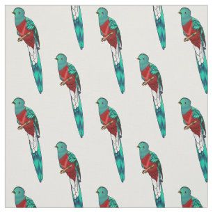 Resplendent quetzal bird cartoon illustration  fabric