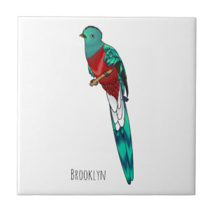 Resplendent quetzal bird cartoon illustration  tile