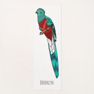 Resplendent quetzal bird cartoon illustration  yoga mat