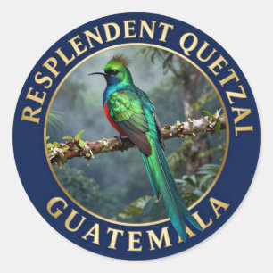 🐦 Resplendent Quetzal Guatemala Exotic Bird Classic Round Sticker