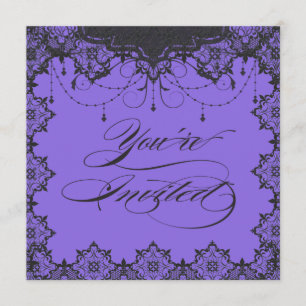 Resplendent Romance Lace Purple Invitation