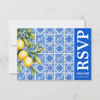 💙🍋Respond online Azul & Limone Romance RSVP Card