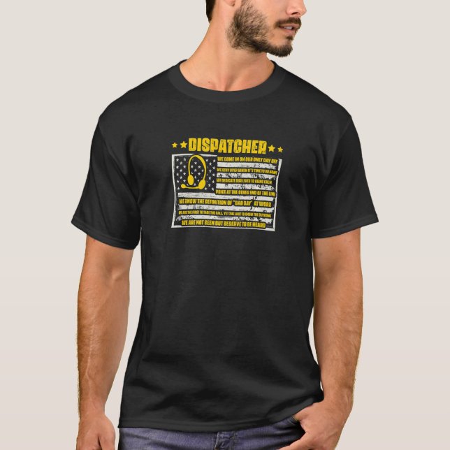 Responder Dispatch Operator Yellow 911 Dispatcher  T-Shirt (Front)