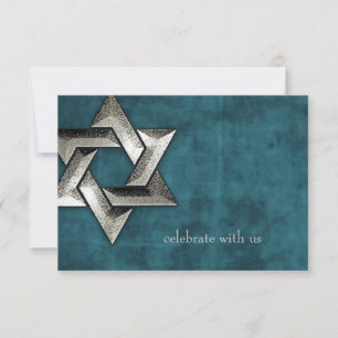 Response Card  Bar Mitzvah Teal  Grunge