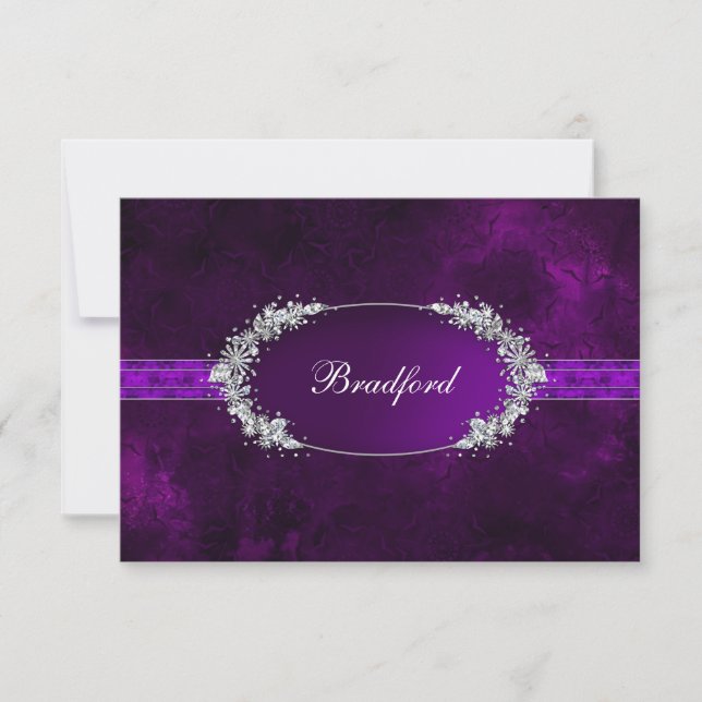 RESPONSE CARD - PURPLE - OVAL INSET - FAUX JEWELS (Front)