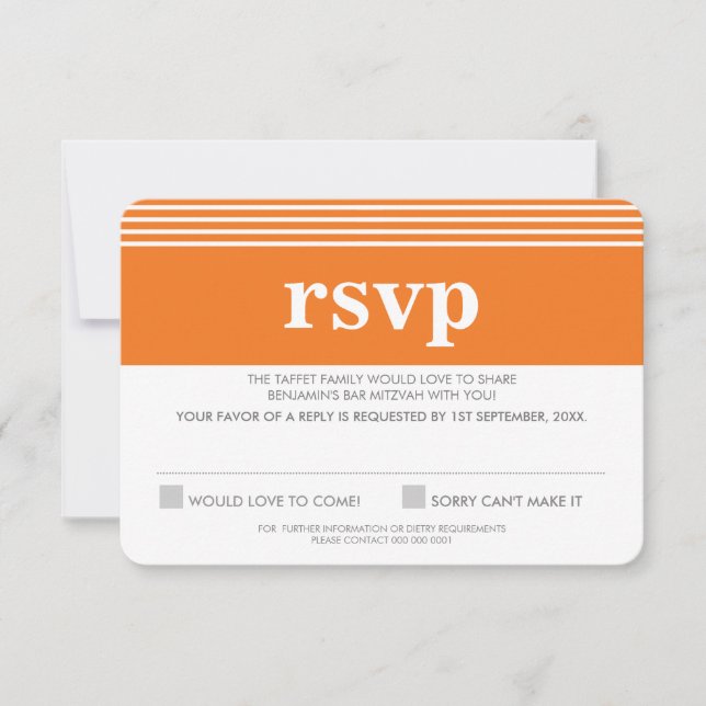 RESPONSE RSVP REPLY bold simple orange (Front)