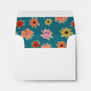 Response & Thank You Card Teal Floral Patterned Envelope