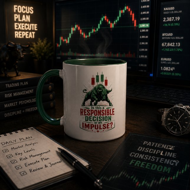 Responsible Decision or Impulse Bull Trading Minds Mug (Creator Uploaded)