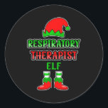 Resratory Therast Elf Resratory Therapy Christmas  Classic Round Sticker<br><div class="desc">Resratory Therast Elf Resratory Therapy Christmas</div>