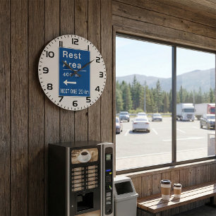Rest Area 400m Left Road Sign Large Clock