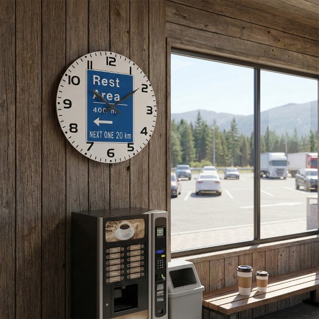 Rest Area 400m Left Road Sign Large Clock (Creator Uploaded)