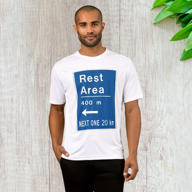 Rest Area 400m Left Road Sign T-Shirt (Creator Uploaded)