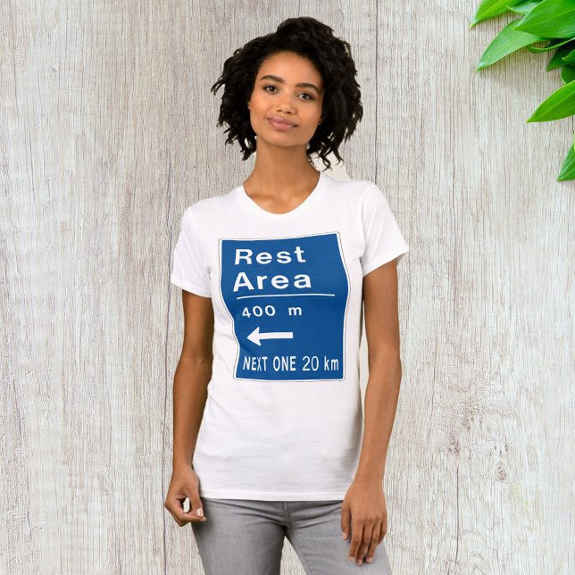 Rest Area 400m Left Road Sign T-Shirt (Creator Uploaded)