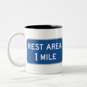 Rest Area Road Sign Two-Tone Coffee Mug