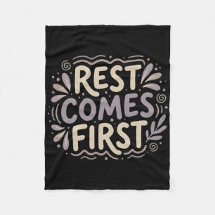 Rest Comes First Self Care Mental Health Aesthetic Fleece Blanket
