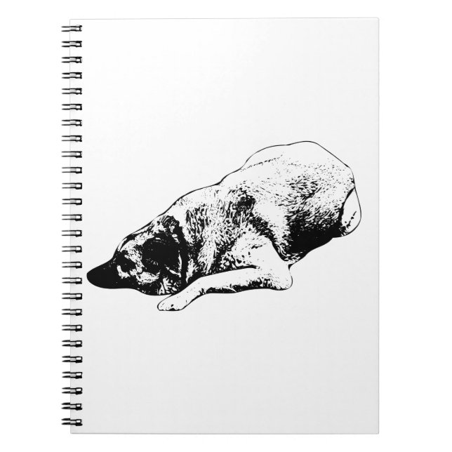 Rest Dog Linework Encourages Tranquil Writing Notebook (Front)