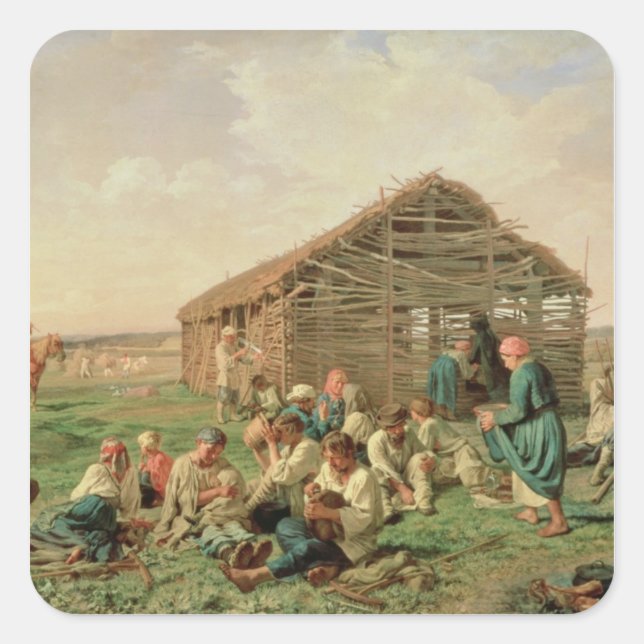 Rest during Haying, 1861 Square Sticker (Front)