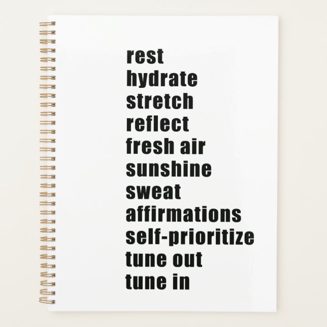 Rest Hydrate Stretch Reflect Sunshine Sweat Planner (Front)