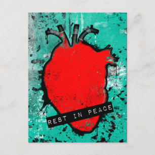 rest in peace emo heart postcard