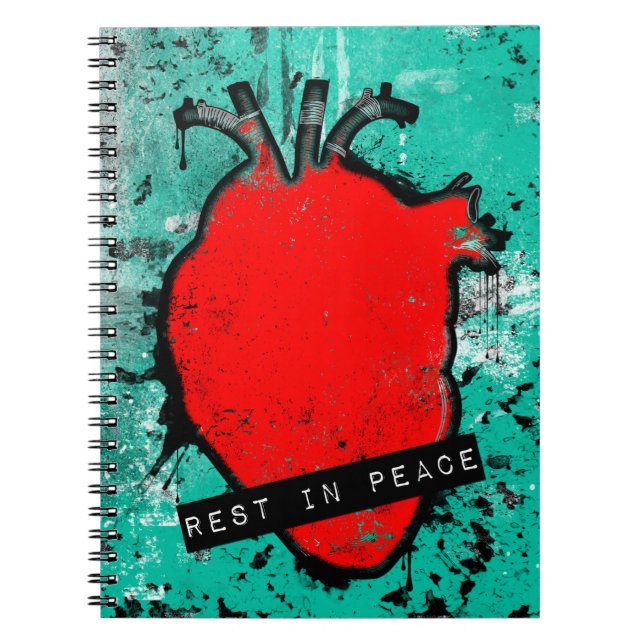 rest in peace emo heart spiral notebook (Front)