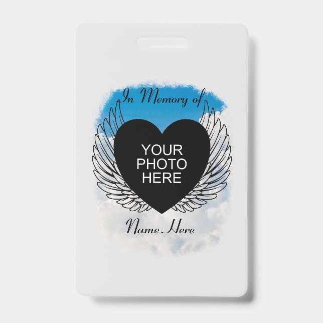 Rest In Peace In Memory of Wings and Clouds ID Badge (Front)