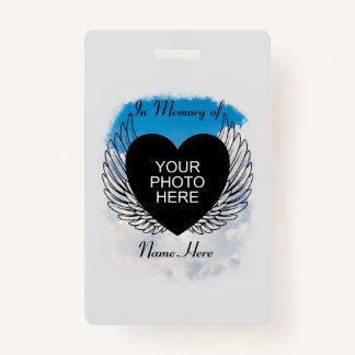 Rest In Peace In Memory of Wings and Clouds ID Badge