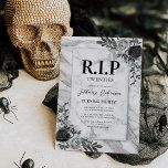 Rest in Peace Twenties 30th Birthday Party Invitat Invitation<br><div class="desc">Funny 30th birthday party invitations featuring a silver grey tombstone,  rustic funeral style watercolor florals,  and a elegant birthday celebration text template that is easy to personalise.</div>