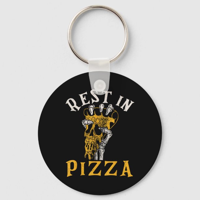 Rest In Pizza Funny Halloween Costume For Pizza Lo Key Ring (Front)