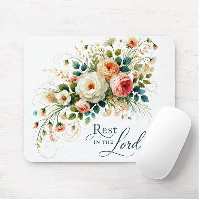 Rest in the Lord floral Mouse Pad (With Mouse)