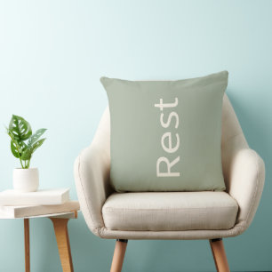 Rest Inspirational Sage Green Cushion