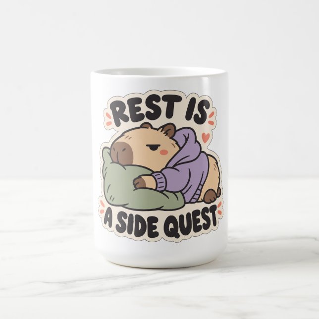 Rest Is a Side Quest Cosy Capybara Coffee Mug (Center)