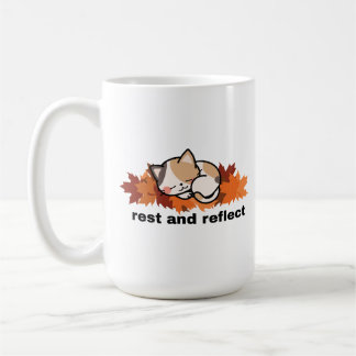 rest & reflect autumn cat coffee mug