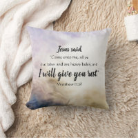 Rest Scripture Throw Pillow