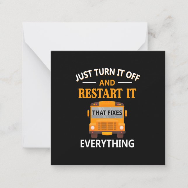 Restart It That Fixes Everything School Bus Driver Card (Front)