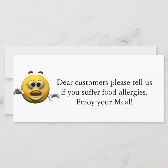 Restaurant Allergy Notice (Front)