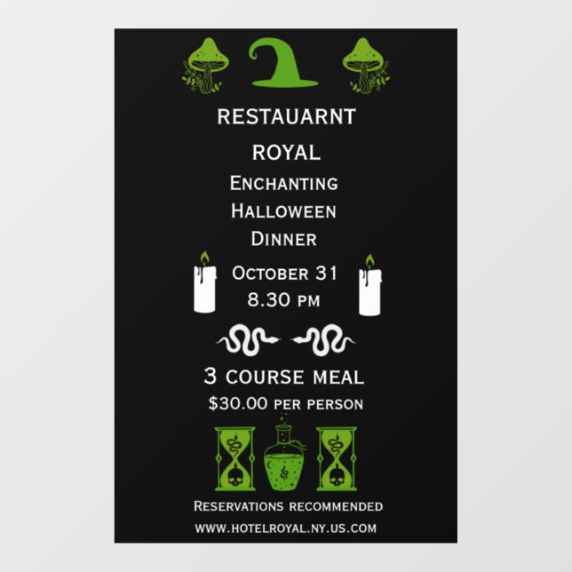 Restaurant And Hotel Halloween Meal Event  (Sheet)