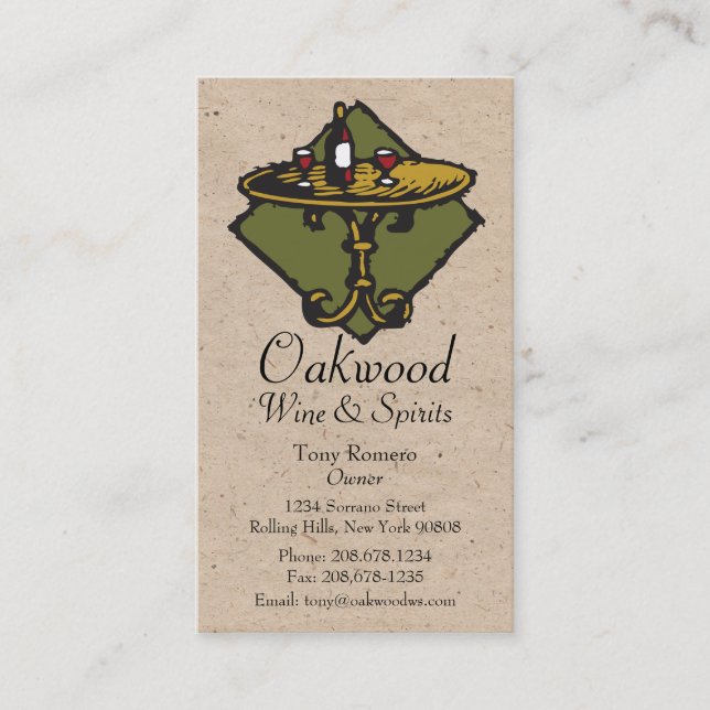 Restaurant, Bar, Bistro, Wine&Spirits 2 Business Card (Front)