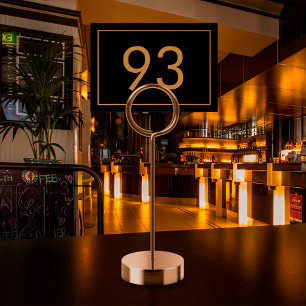 Restaurant Black Faux Gold Foil Minimalist Text Table Number