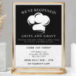 Restaurant Black White Chef Hat Covid Reopening Flyer<br><div class="desc">Restaurant Black White Chef Hat Covid Reopening Flyer. This design features a simple chef hat logo. Perfect for restaurants,  a catering business,  or a bakery! Personalize this custom design with your own text and logo.</div>